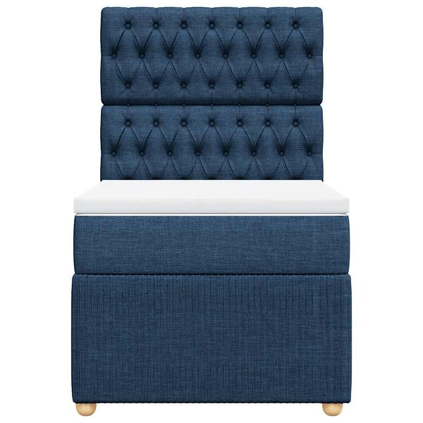 vidaXL Cama box spring con colch&oacute;n tela azul 100x200 cm
