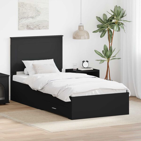 vidaXL Estructura de cama con cabecera Negro y Plata 100 x 200 cm