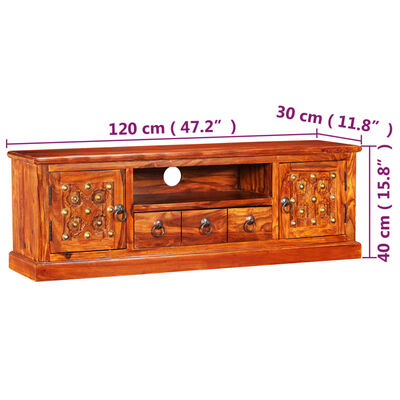 vidaXL Mueble para TV madera maciza de sheesham 120x30x40 cm