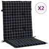 vidaXL Cojines para silla con respaldo bajo 2 uds tela a cuadros negro