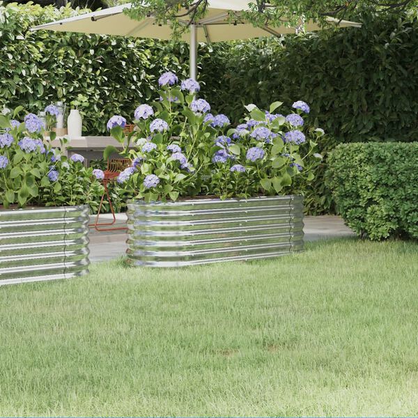 vidaXL Jardinera de acero galvanizado plateado 114x40x68 cm