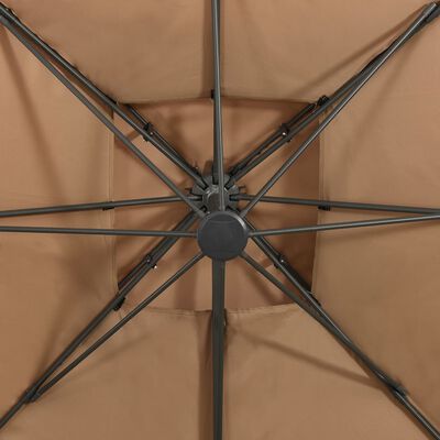 vidaXL Sombrilla voladiza con doble techo gris taupe 300x300 cm