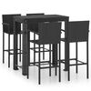 vidaXL Muebles de bar jard&iacute;n 5 pzas rat&aacute;n PE reposabrazos negro
