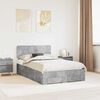 vidaXL Estructura de cama con cabecera Gris Concreto 135 x 190 cm