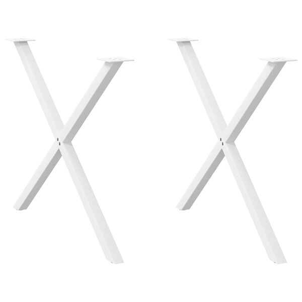 vidaXL Patas para mesa de comedor en forma de X (2 unidades), color blanco, 90 x (72-73) cm, acero