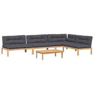 vidaXL Set de sof&aacute;s de palets de jard&iacute;n y cojines 5 pzas madera acacia