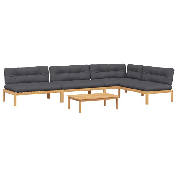vidaXL Set de sof&aacute;s de palets de jard&iacute;n y cojines 5 pzas madera acacia