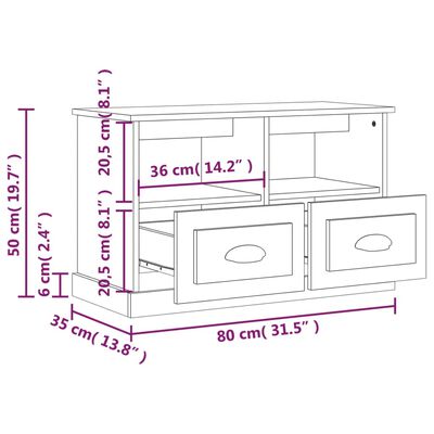 vidaXL Mueble para TV madera contrachapada roble Sonoma 80x35x50 cm