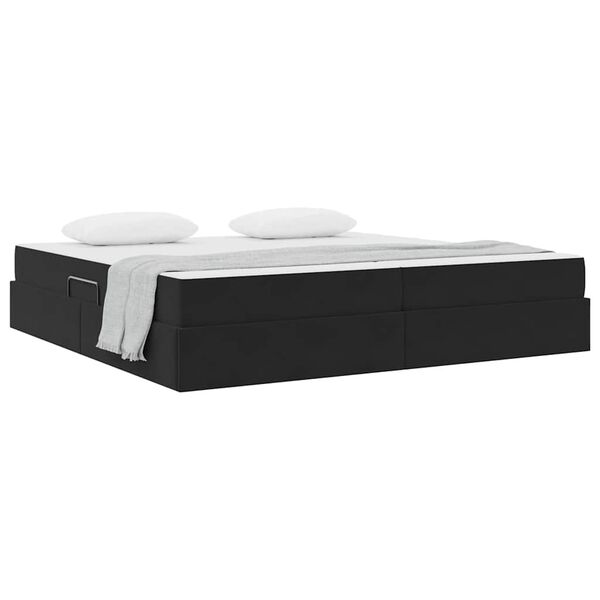 vidaXL Cama con almacenamiento y colch&oacute;n Negro 200 x 200 cm Terciopelo
