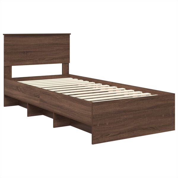 vidaXL Estructura de cama con cabecera Roble Marr&oacute;n 80 x 200 cm