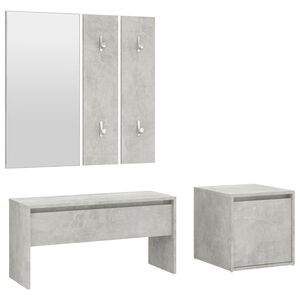 vidaXL Juego de muebles recibidor madera contrachapada gris hormig&oacute;n