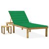 vidaXL Tumbona de jard&iacute;n con mesa y coj&iacute;n de madera de pino impregnada