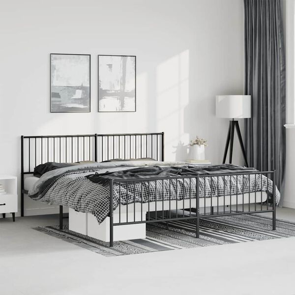 vidaXL Estructura cama sin colchón con estribo metal negro 183x213 cm