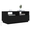 vidaXL Mesa de centro con luces LED roble negro 90x49x40 cm