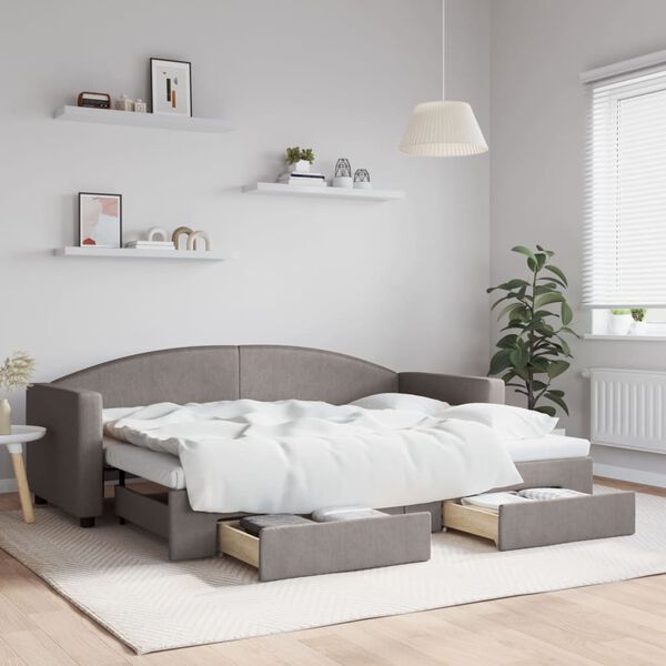 vidaXL Sofá cama nido con cajones tela gris taupe 80x200 cm