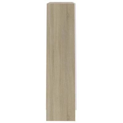 vidaXL Vitrina de madera contrachapada blanco y roble 82,5x30,5x115 cm
