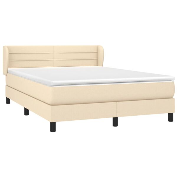 vidaXL Cama box spring con colch&oacute;n tela color crema 140x200 cm