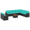 vidaXL Set de sof&aacute;s de jard&iacute;n 11 pzas y cojines rat&aacute;n sint&eacute;tico negro