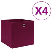 vidaXL Caja de almacenaje 4 uds tela no tejida rojo oscuro 28x28x28 cm