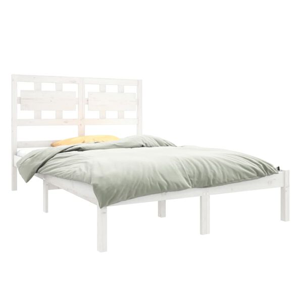 vidaXL Estructura de cama doble peque&ntilde;a madera maciza blanca 120x190cm