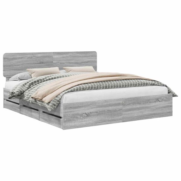 vidaXL Estructura de cama con cabecera Gris Sonoma 180 x 200 cm