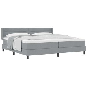vidaXL Cama tipo Box Spring Gris Claro 200 x 200 cm Poli&eacute;ster