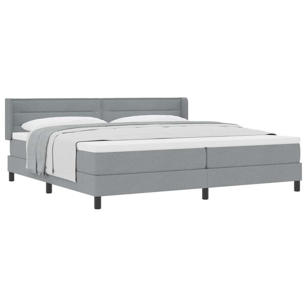 vidaXL Cama tipo Box Spring Gris Claro 200 x 200 cm Poli&eacute;ster