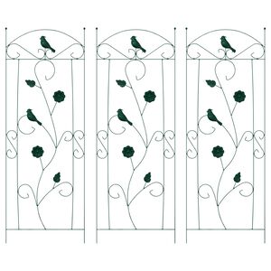 vidaXL Valla de Jard&iacute;n 3 pcs Verde 112 x 40 cm Acero