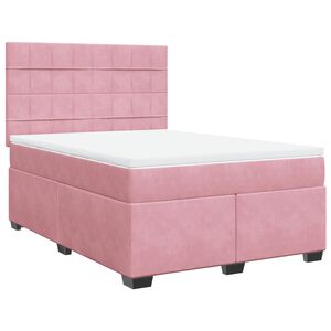 vidaXL Cama box spring con colch&oacute;n terciopelo rosa 140x200 cm