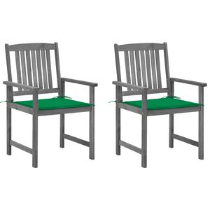vidaXL Sillas de jard&iacute;n con cojines 2 uds madera maciza de acacia gris