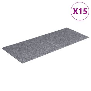 vidaXL Felpudos autoadhesivos para escaleras, 15 unidades, 60 x 25 cm, gris claro, rectangulares