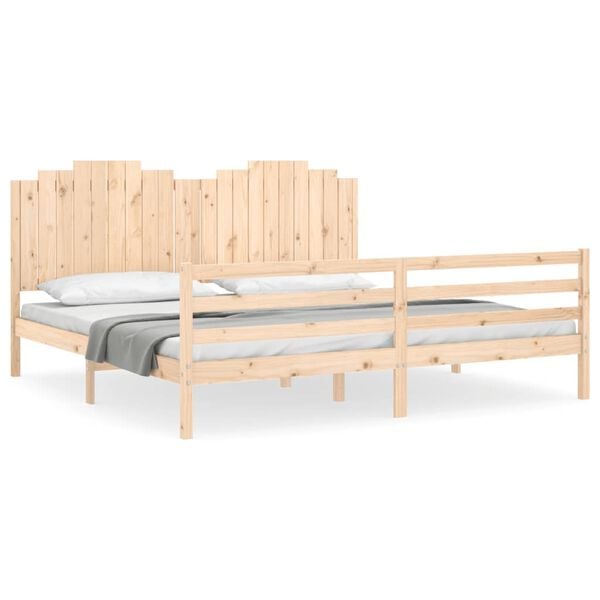 vidaXL Estructura de cama con cabecero madera maciza 200x200 cm
