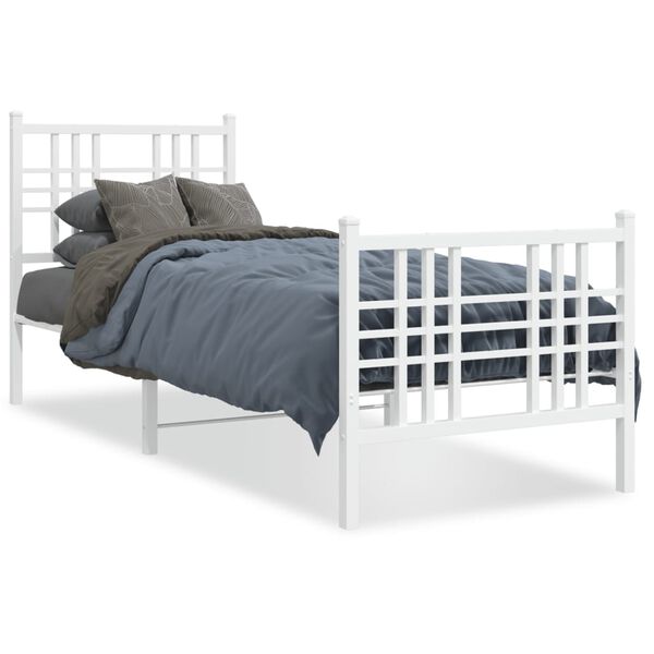 vidaXL Estructura cama sin colch&oacute;n con estribo metal blanco 80x200 cm