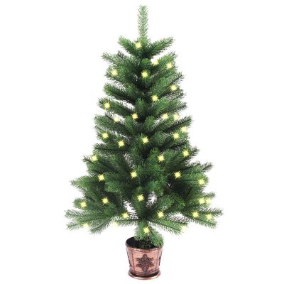 vidaXL Árbol de Navidad artificial preiluminado con luces verde 90 cm