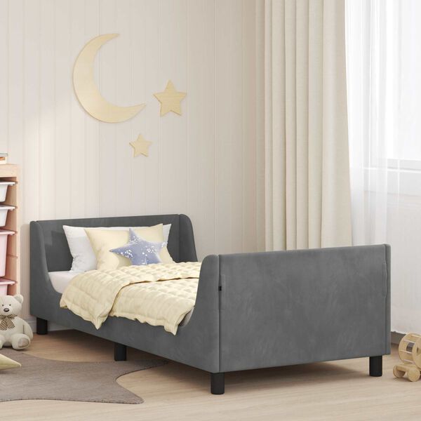 vidaXL Cama para niños con cabecero Gris oscuro 90 x 190 cm Terciopelo