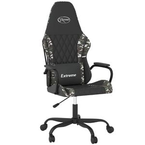 vidaXL Silla gaming de masaje cuero sint&eacute;tico negro y camuflaje