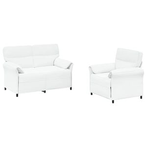 vidaXL Juego de Sof&aacute; 2 uds. Blanco Tela