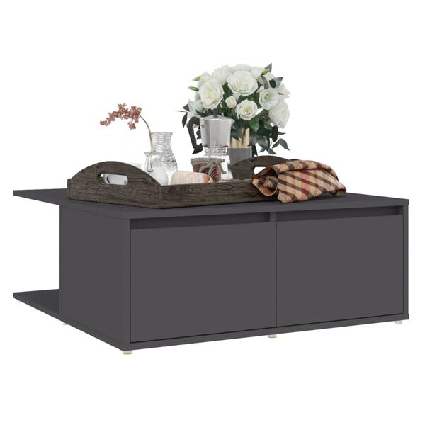 vidaXL Mesa de centro madera contrachapada gris 80x80x31 cm