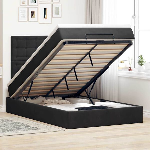vidaXL Estructura de cama otomana colchones terciopelo negro