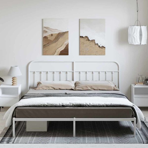 vidaXL Estructura cama sin colchón con cabecero metal blanco 183x213cm
