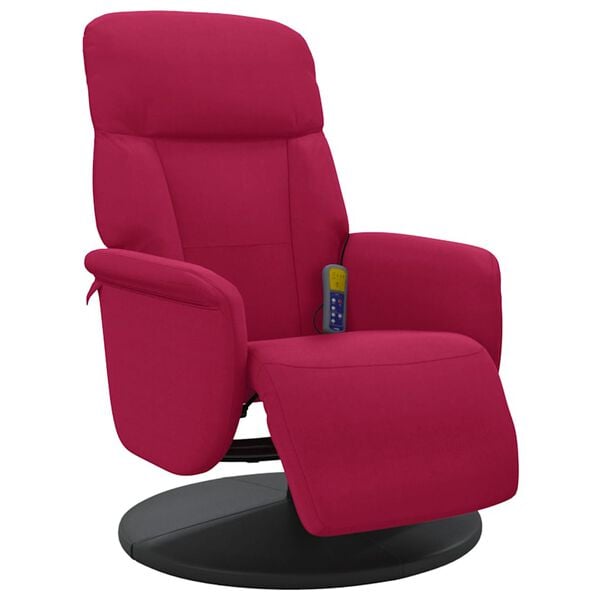 vidaXL Sillón reclinable masaje con reposapiés terciopelo rojo tinto