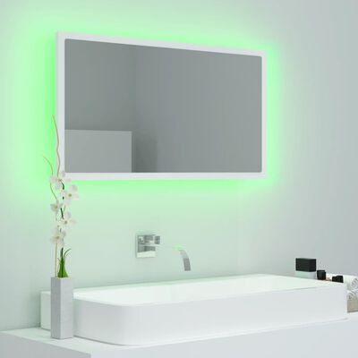 vidaXL Espejo de baño LED acrílico blanco 80x8,5x37 cm