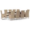 vidaXL Set comedor de jard&iacute;n 11 pzas con cojines rat&aacute;n sint&eacute;tico beige