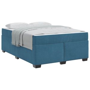 vidaXL Estructura de cama con colch&oacute;n Azul Oscuro 160 x 200 cm tela