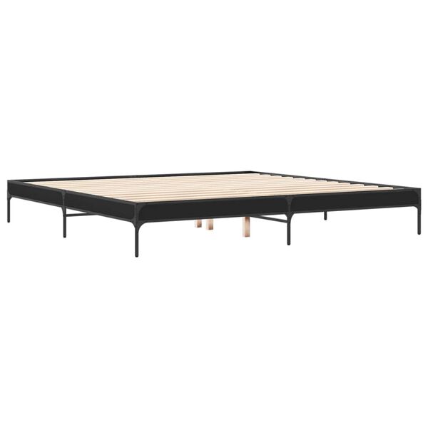 vidaXL Estructura de cama madera de ingeniería y metal negro 200x200cm