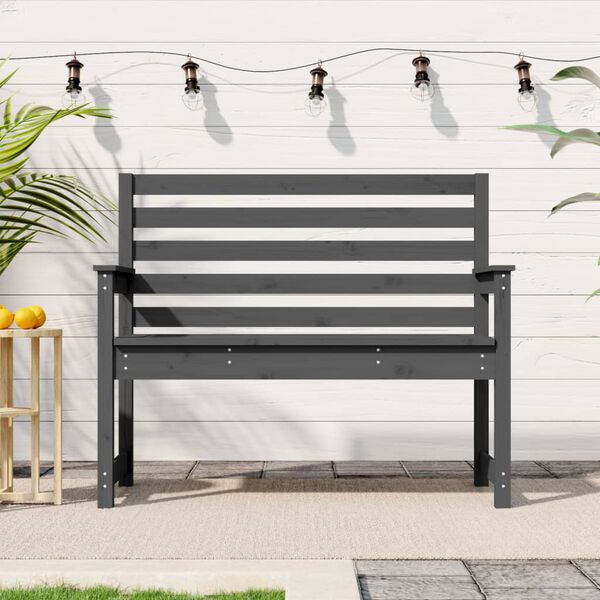 vidaXL Banco de jardín madera maciza de pino gris 109x48x91,5 cm