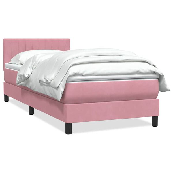 vidaXL Cama box spring con colch&oacute;n terciopelo rosa 80x220 cm
