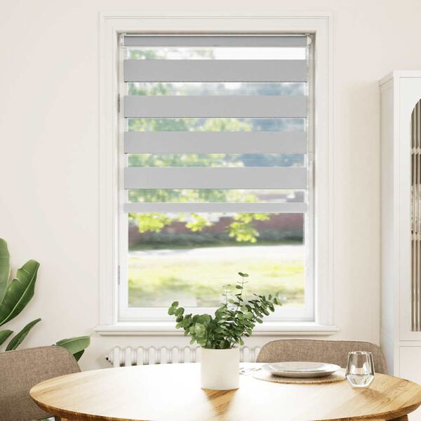 vidaXL Estor cebra gris claro 85x150 cm tejido ancho 80,9 cm poli&eacute;ster