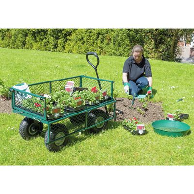 Draper Tools Carro de jardín malla de acero verde negro 86,5x46,5x21cm