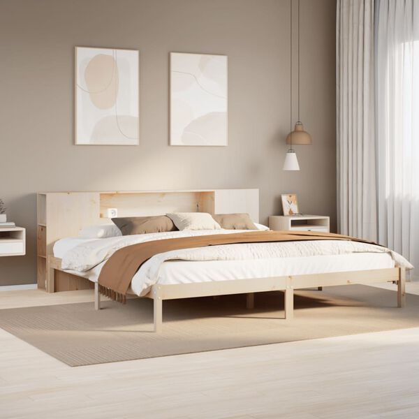 vidaXL Cama con estanter&iacute;a sin colch&oacute;n madera maciza de pino 200x200cm